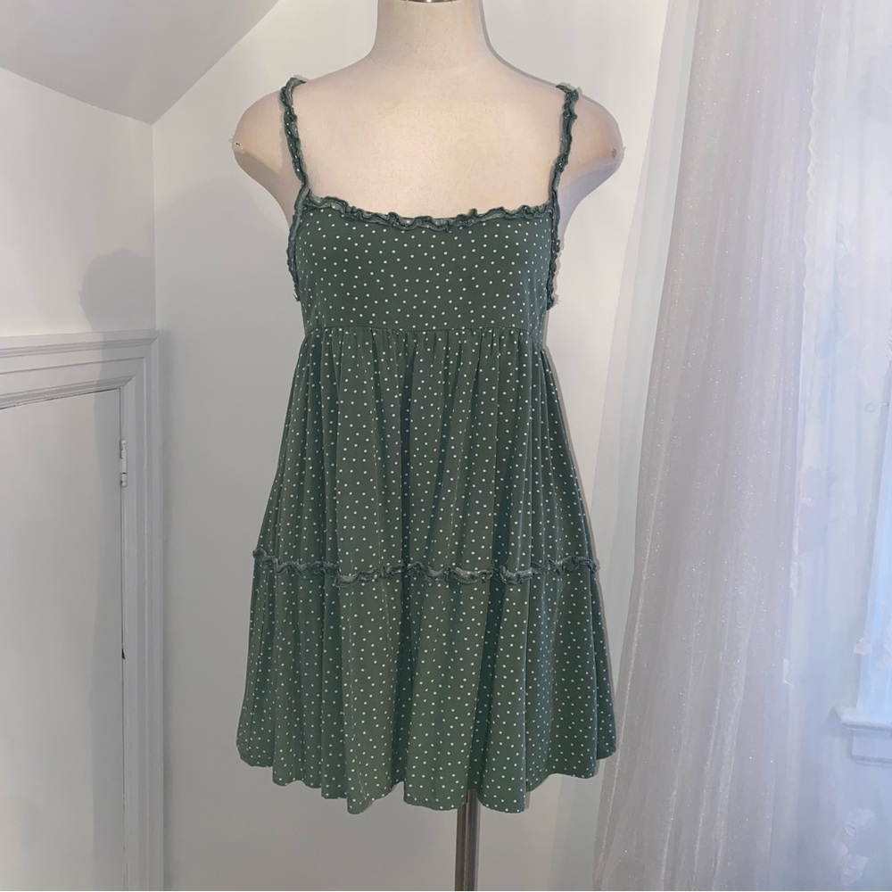 Dress forum Los Angeles Green Polka Dot Dress small back tie